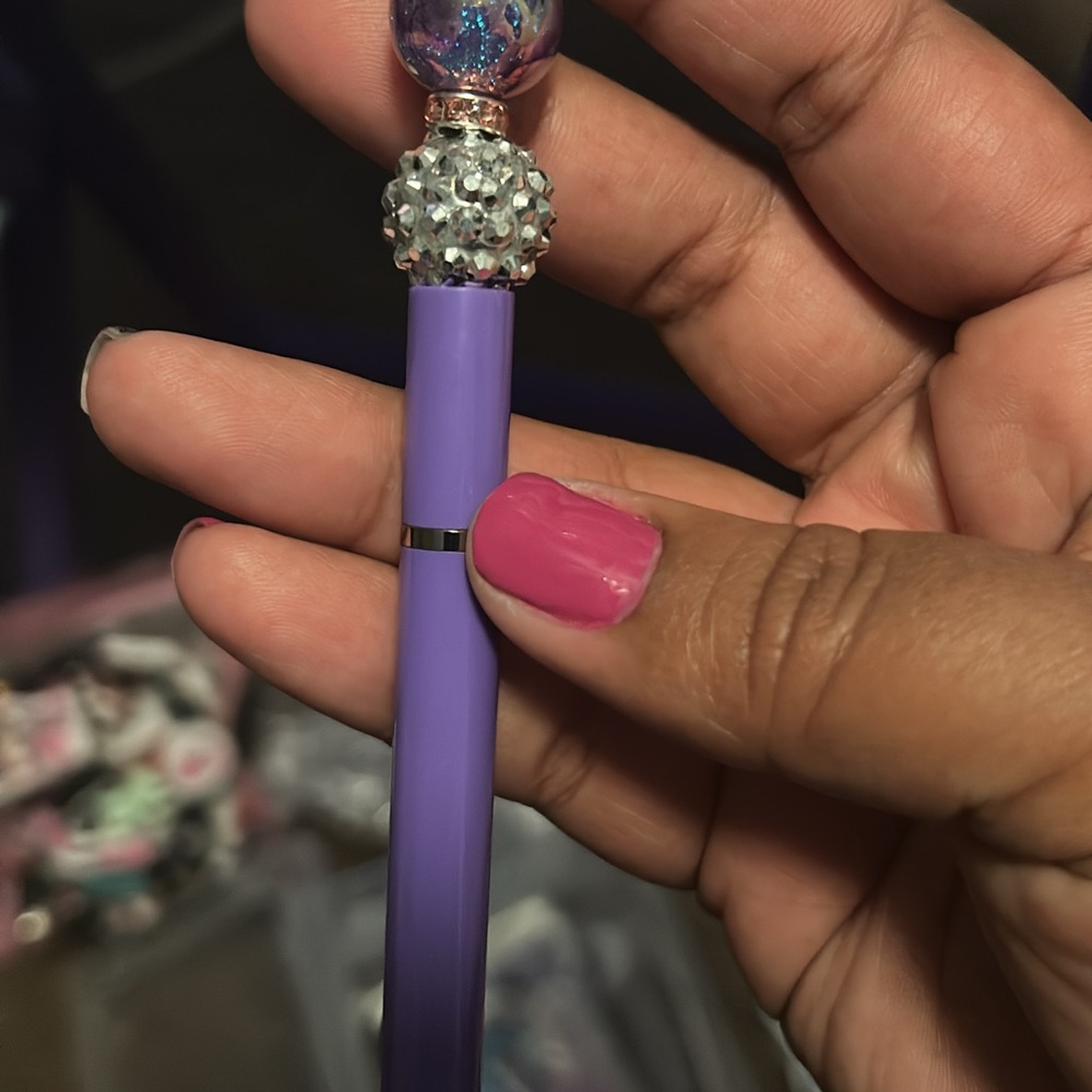 Purple Decorative Pen with Crystal Accents